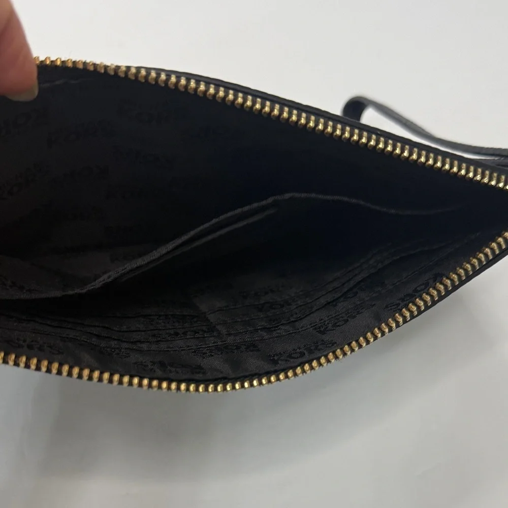 Michael Kors Black Wristlet with Gold Accents
